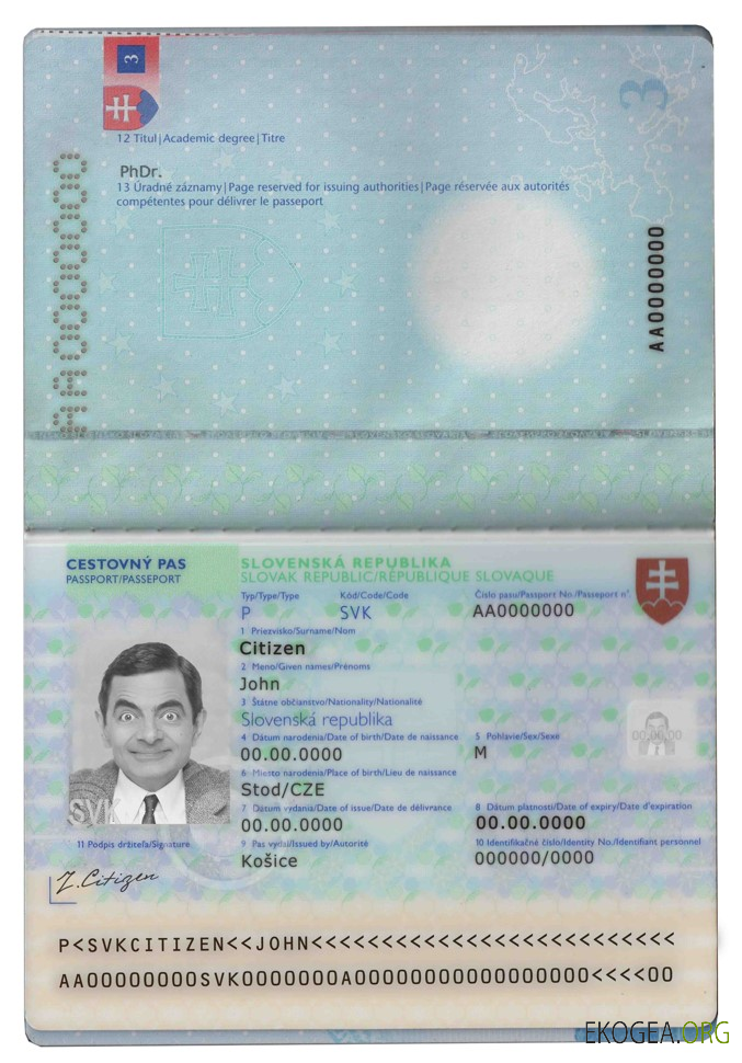 Passeport slovaque template